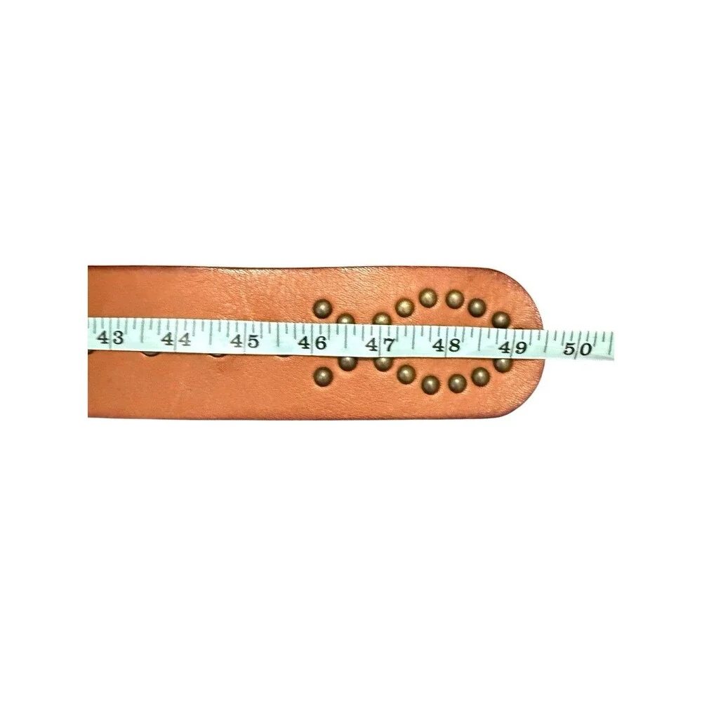 Boho Western Genuine Leather Studded Beaded Jeweled Statement Belt L XL